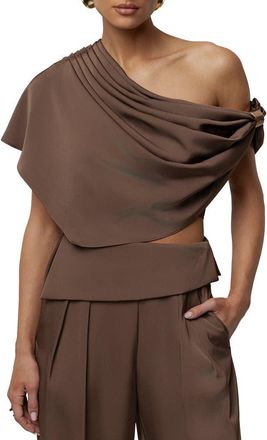 JLUXLABEL Gleam and Glow Satin Top in Chocolate at Nordstrom, Size Medium
