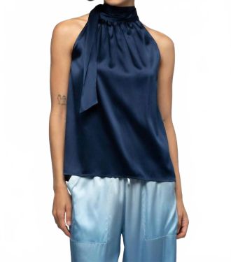 Max & Moi Taymee Silk Sleeveless Top In Marine