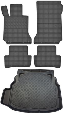 OEM Juego De Alfombrillas De Goma Para Coche Y Alfombrilla Para Maletero Para Mercedes Clase C W204 Sed&aacute;n (04.2007-02.2014)