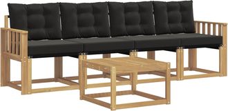 vidaXL Conjunto De Sof&aacute;s De Exterior 5 Uds. Blanco Y Negro Vidaxl