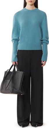 Lanvin Cashmere Sweater With Grosgrain Detail in Pale Blue at Nordstrom, Size X-Large