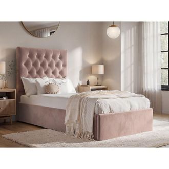 Flair Milan Velvet Single Ottoman Bed in Pink