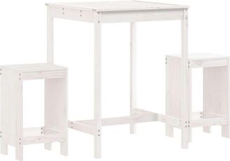 vidaXL Set De Mesa Y Taburetes Altos Jard&iacute;n 3 Pzas Madera Pino Blanco Vidaxl