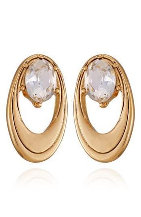 T Tahari Crystal Clip-On Earrings in Silver Tone at Nordstrom Rack