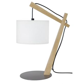 Tosel L&aacute;mpara de noche redondo madera natural y negro d28xp28xh51 cm