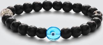 Ileana Makri Sterling silver (925) beaded bracelet with onyx and diamonds