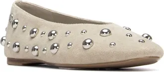Xti Womens Suede Studded Ballet Flats