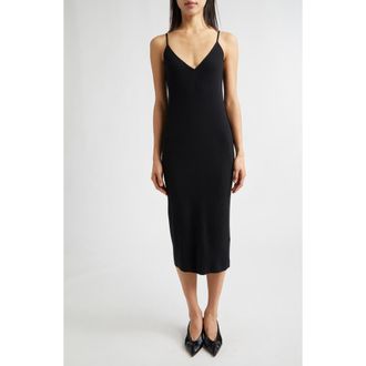 Jil Sander Rib Virgin Wool Sweater Slipdress in Black at Nordstrom, Size 10 Us