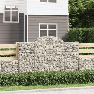 Berkfield Home Arched Gabion Baskets 9 pcs 200x50x120/140 cm Galvanised Iron in Silver