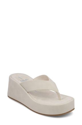 Mia Niccola Platform Wedge Flip Flop in Ecru at Nordstrom, Size 7.5