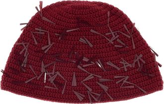 Alanui Womens Sunset Beanie Red Polyvinyle Cotton
