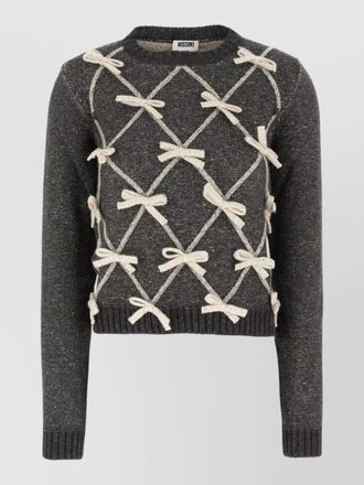 Moschino wool sweater crew neck bow detail
