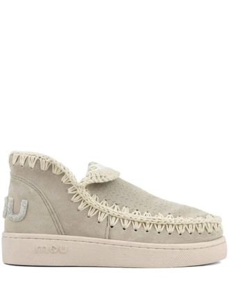 Mou stitching-detail suede sneakers - Neutrals