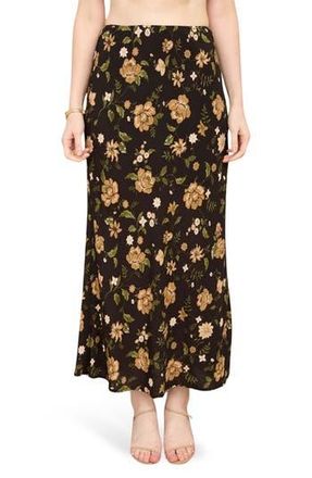 Blu Pepper Floral Midi Skirt in Black Multi at Nordstrom Rack, Size Medium