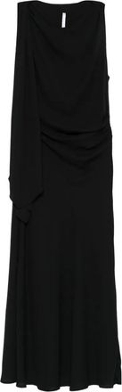 Imperial Abito midi con scollo drappeggiato - Nero