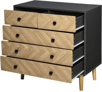 HOMCOM Cassettiera per Camera da Letto in Legno Stile Vintage Industriale