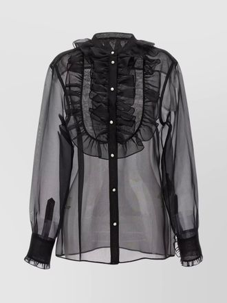 Dolce & Gabbana sheer fabric ruffle plastron shirt