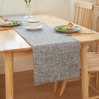 OEM Camino De Mesa De Lino Para Uso Dom&eacute;stico, 30x180 Cm, Camino De Mesa De T&eacute; Bellamente Elaborado - Gris Plateado