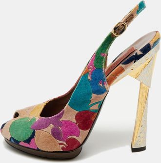 Missoni Multicolor Velvet Peep Toe Slingback Sandals