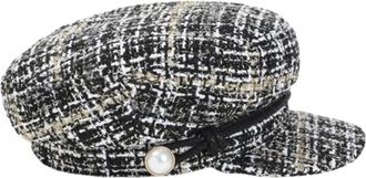 Maison Michel Cappello da baseball in tweed - Nero