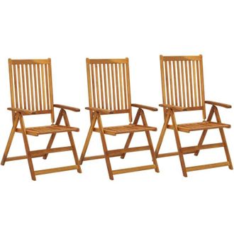 vidaXL Vidaxl - Sillas De Jard&iacute;n Reclinables 3 Uds Madera Maciza De Acacia