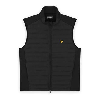 Lyle & Scott Hybrid Gewatteerd Golf Gilet met Volledige Ritssluiting - Heren - Jassen - Zwart - Maat: S Leer