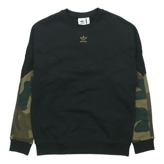 adidas originals Camo Crew Sweat Cotton Pullover Hoody Men Black FM3357