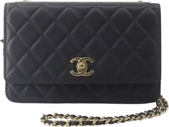Chanel Quilted Black Leather Mini Flap Bag with Gold Tone Hardware Size M