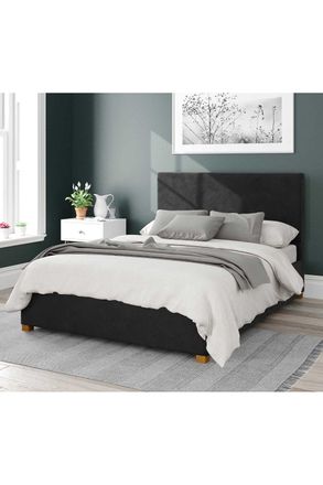 Aspire Home Accents Garland Upholstered Ottoman Storage Bed, Plush Velvet Fabric in Black | Size: King