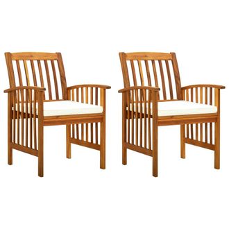 vidaXL Sillas De Comedor Jard&iacute;n 2 Uds Con Cojines Madera Maciza Acacia Vidaxl