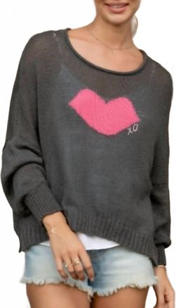 Wooden Ships Womens Bisous Kiss Sweater In Charcoal