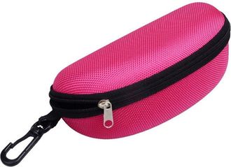 Bluelans Travel Portable Hard Zipper Case Box Eye Glasses Sunglasses Bag with Carabiner Hook (Pink)