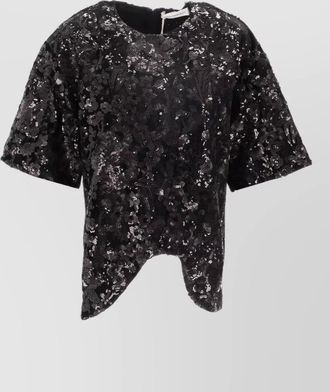 Niccol&ograve; Pasqualetti velvet floral embroidered top