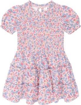 Huxbaby Vintage Floral Puff Sleeve Shirred Dress in Dusty Pink Multi at Nordstrom, Size 6-12M Au