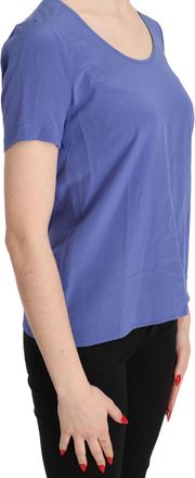 Patrizia Pepe Silk Purple Short Sleeve Casual Top Womens Blouse
