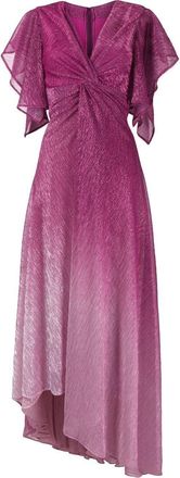 Talbot Runhof metallic-effect asymmetric midi dress - women - Metal/Cupro/Polyester/Spandex/Elastane - 42 - Pink