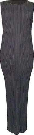 Issey Miyake Pleats Please Sleeveless Midi Dress in Black Polyester