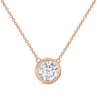 Diana M. Jewels 14kt rose gold lab grown round diamond cut bezel pendant weighing 1.00 ct