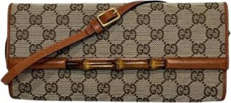 Gucci Pre-owned Clutches, female, Beige, Size: ONE SIZE Pre-owned Canvas Clutch