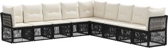 vidaXL Conjunto De Sof&aacute;s De Jard&iacute;n 9 Uds. Negro Rat&aacute;n Sint&eacute;tico Vidaxl