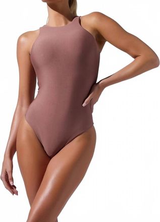 Heroine Sport High Neck Bodysuit In Mauve