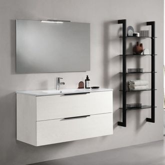 MODO Modo - Mobile bagno sospeso con doppio cassetto bali 100 cm Bianco Nordico