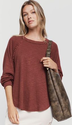 Pilcro Ruffled Raglan Thermal Top