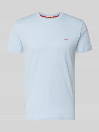 GANT T-Shirt mit Label-Detail in Hellblau, Gr&ouml;&szlig;e XXXL