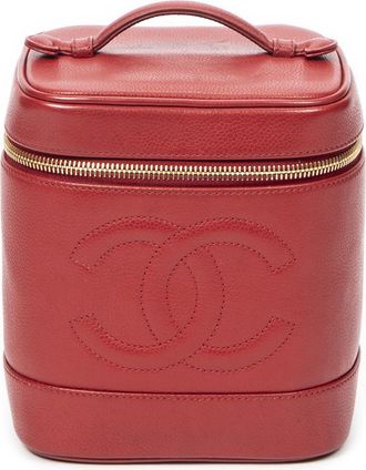 Chanel Pre-owned Womens CC Tall Vanity Case Handbag - Red - One Size