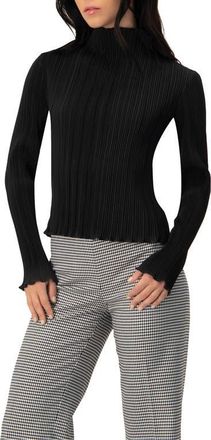 Ivonne Pleated Mock Neck Top in Black at Nordstrom, Size Medium