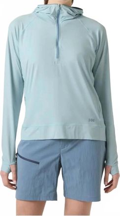 Helly Hansen Shine Solen Half-Zip Sun Hoodie In Barely Blue