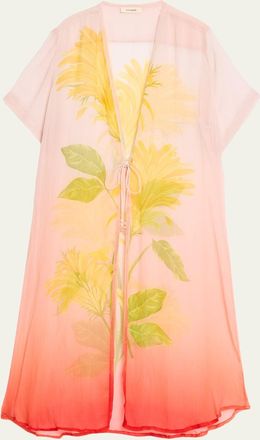 Verandah Floral Overlay Midi Dress Coverup