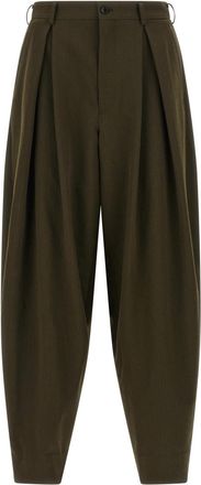 Comme Des Garçons Green Herringbone wool pants