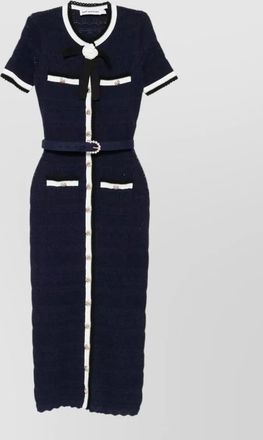 Self Portrait pointelle knit belted midi dress